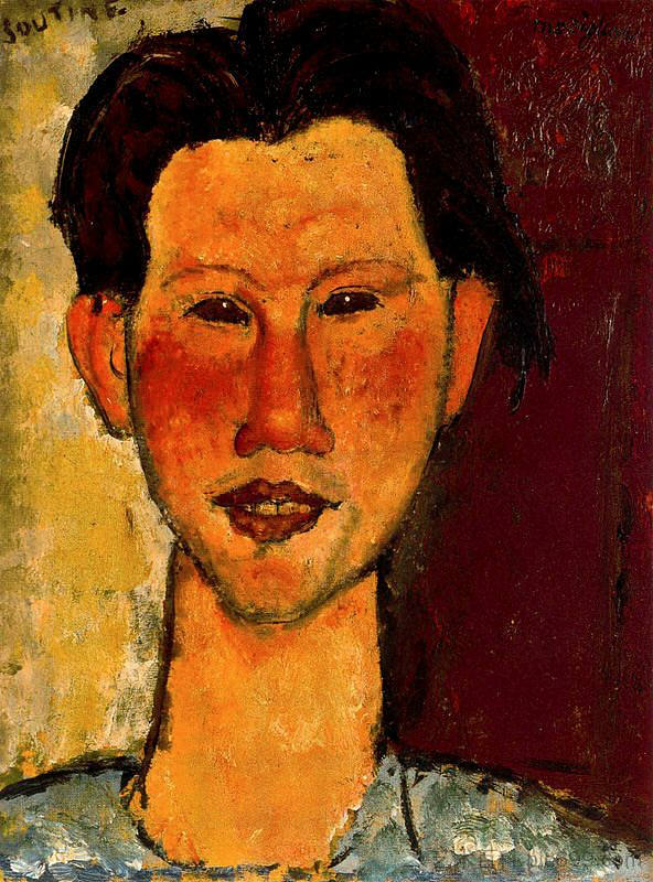 哈伊姆·苏丁的肖像 Portrait of Chaim Soutine (1915; Paris,France  )，阿梅代奥·莫迪利亚尼