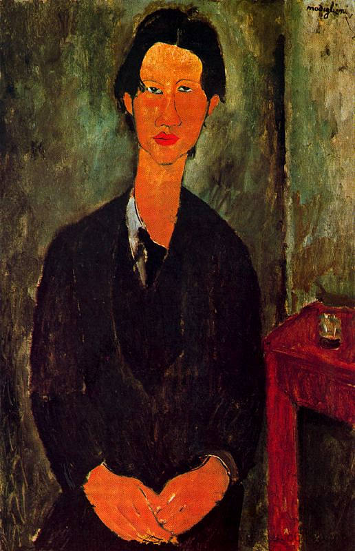 哈伊姆·苏丁的肖像 Portrait of Chaim Soutine (1917; Paris,France  )，阿梅代奥·莫迪利亚尼