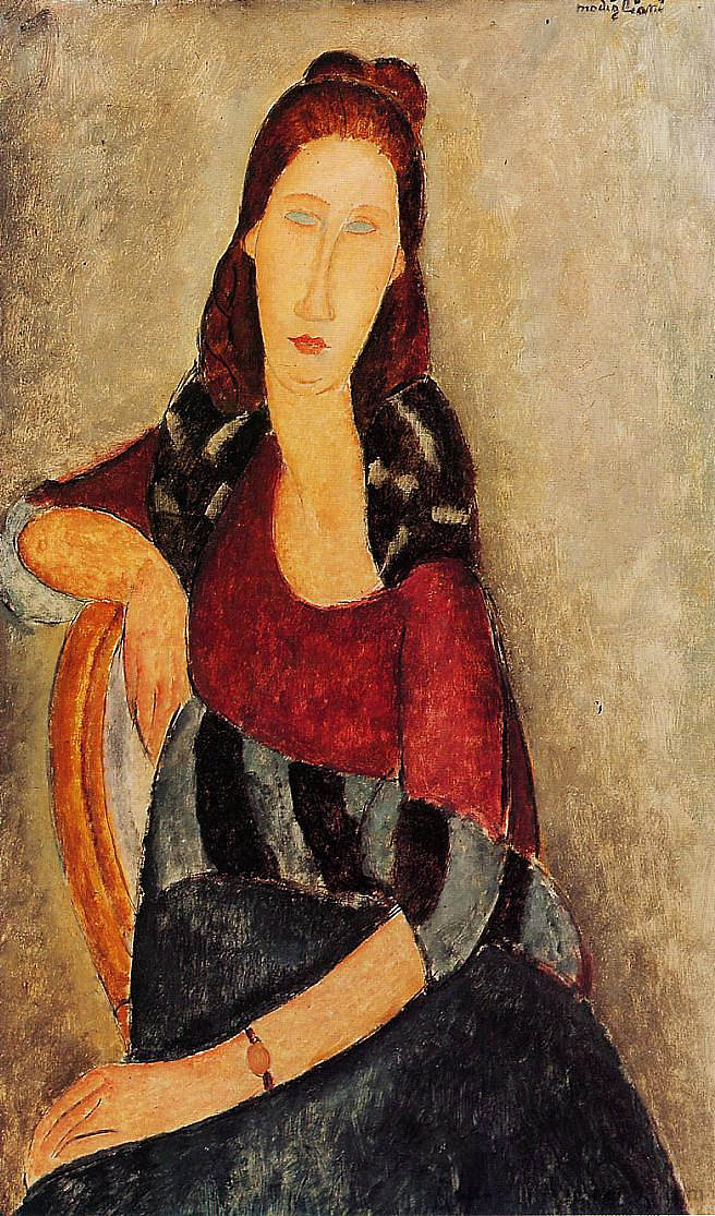 珍妮·赫布特恩的肖像 Portrait of Jeanne Hebuterne (1919; Paris,France ),阿梅代奥·莫迪利亚尼