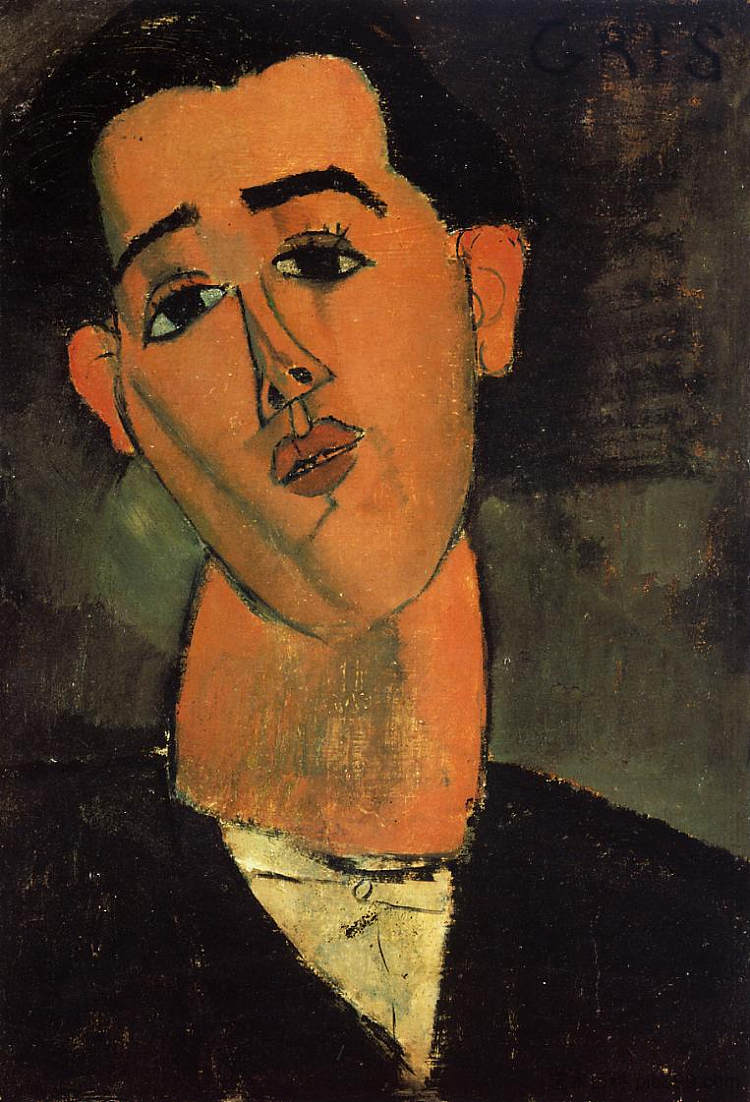 胡安·格里斯的肖像 Portrait of Juan Gris (1915; Paris,France  )，阿梅代奥·莫迪利亚尼