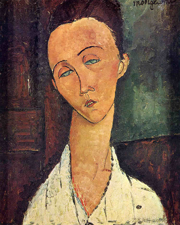 露尼亚·切乔斯卡的肖像 Portrait of Lunia Czechowska (1918; Paris,France  )，阿梅代奥·莫迪利亚尼