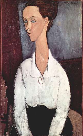 露尼亚·切乔斯卡的肖像在白色衬衫 Portrait of Lunia Czechowska in white blouse (1917; Paris,France                     )，阿梅代奥·莫迪利亚尼