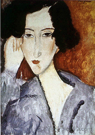 雷切尔·奥斯特林德夫人的肖像 Portrait of Madame Rachele Osterlind (1919; Paris,France ),阿梅代奥·莫迪利亚尼