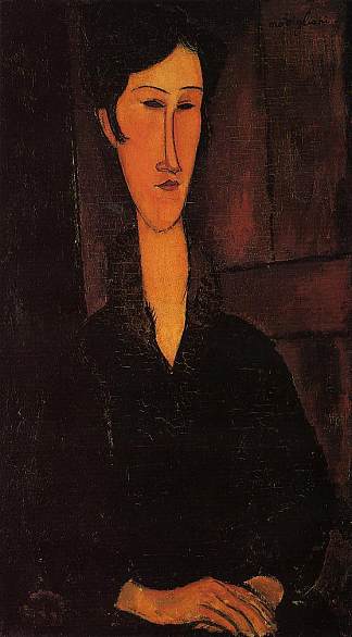 兹博罗斯卡夫人画像 Portrait of Madame Zborowska (1917; Paris,France                     )，阿梅代奥·莫迪利亚尼