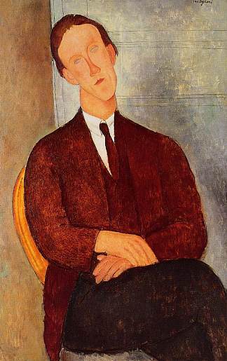 摩根罗素的肖像 Portrait of Morgan Russell (1918; Paris,France                     )，阿梅代奥·莫迪利亚尼
