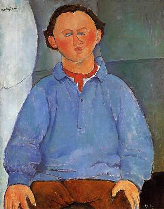 奥斯卡·米斯特查尼奥夫的肖像 Portrait of Oscar Miestchanioff (1916; Paris,France                     )，阿梅代奥·莫迪利亚尼