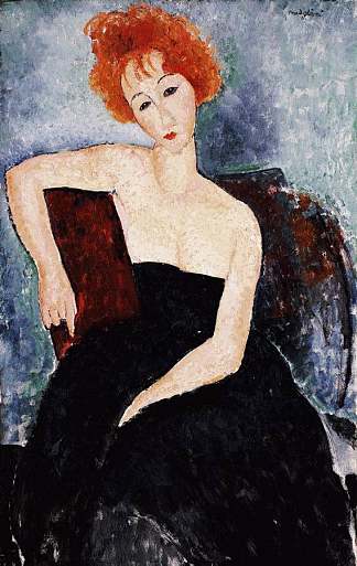 红头发女孩在晚礼服 Red-headed Girl in Evening Dress (1918; Paris,France                     )，阿梅代奥·莫迪利亚尼