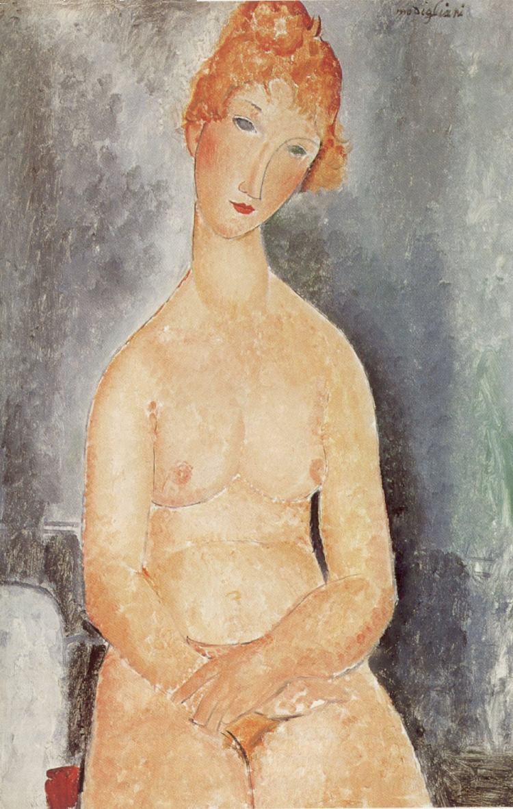 坐着的裸体 Seated nude (1918; Paris,France  )，阿梅代奥·莫迪利亚尼