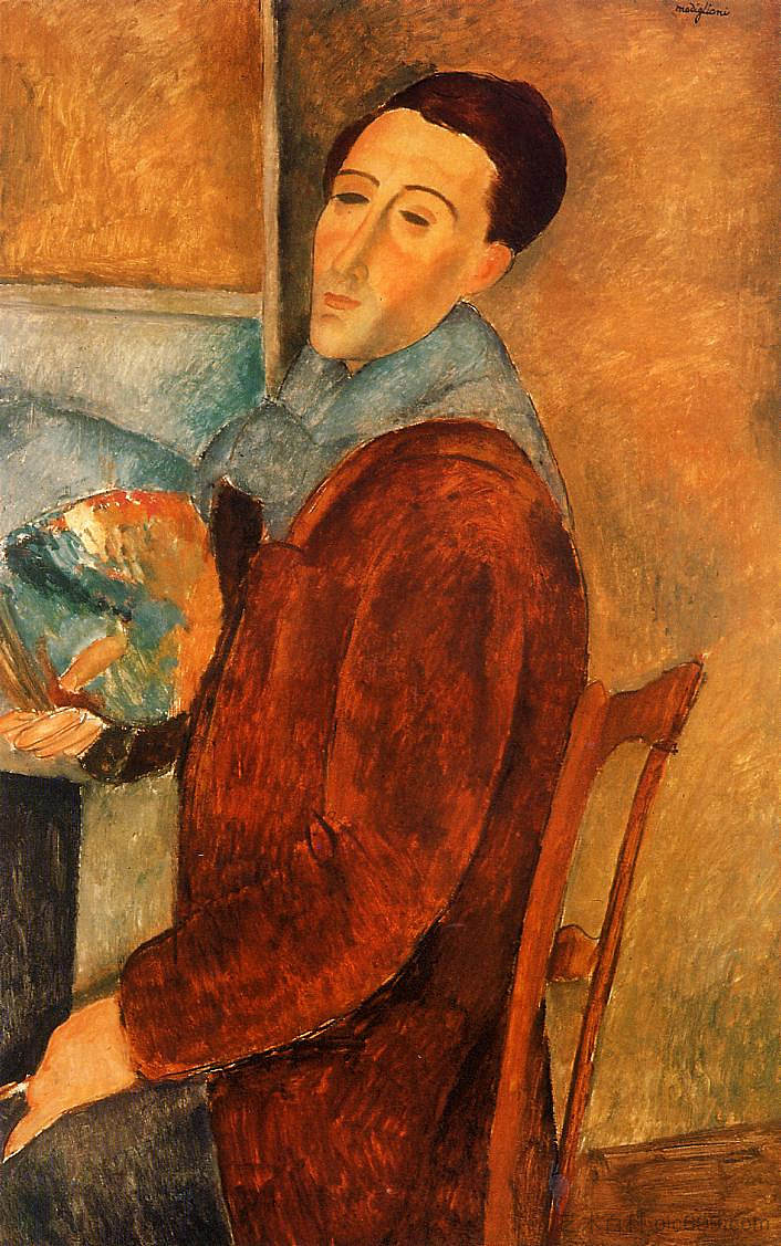 自画像 Self Portrait (1919; Paris,France  )，阿梅代奥·莫迪利亚尼