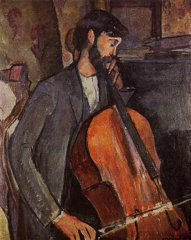 大提琴家学习 Study for The Cellist (1909; Paris,France ),阿梅代奥·莫迪利亚尼
