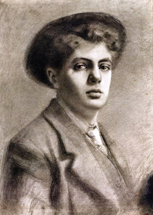 画家米歇尔利兄弟的肖像 Portrait of the Brother of the Painter Micheli (1899; Italy ),阿梅代奥·莫迪利亚尼