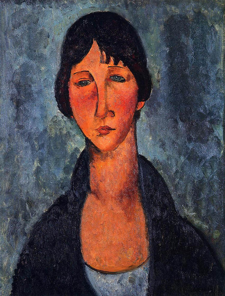 蓝色衬衫 The Blue Blouse (c.1917; Paris,France ),阿梅代奥·莫迪利亚尼