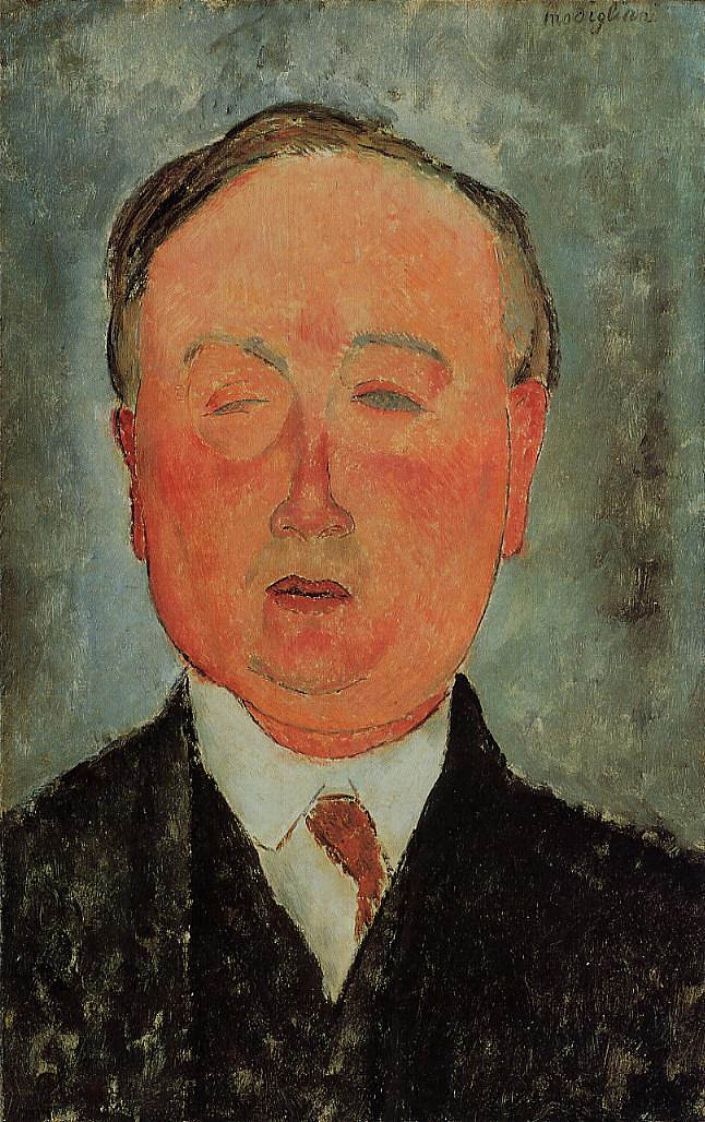 戴单片眼镜的男人 The Man with the Monocle (c.1918; Paris,France ),阿梅代奥·莫迪利亚尼