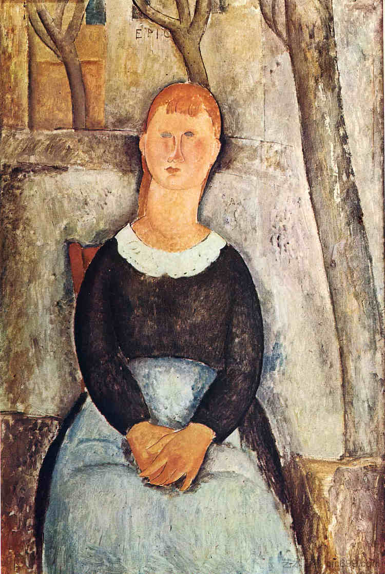 漂亮的蔬菜摊贩 The Pretty Vegetable Vendor (1918; Paris,France ),阿梅代奥·莫迪利亚尼
