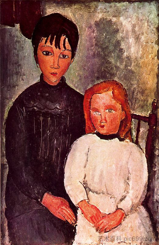 两个女孩 Two girls (1918; Paris,France  )，阿梅代奥·莫迪利亚尼