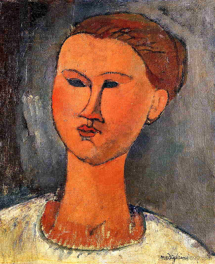 女人的头 Woman's Head (1915; Paris,France  )，阿梅代奥·莫迪利亚尼