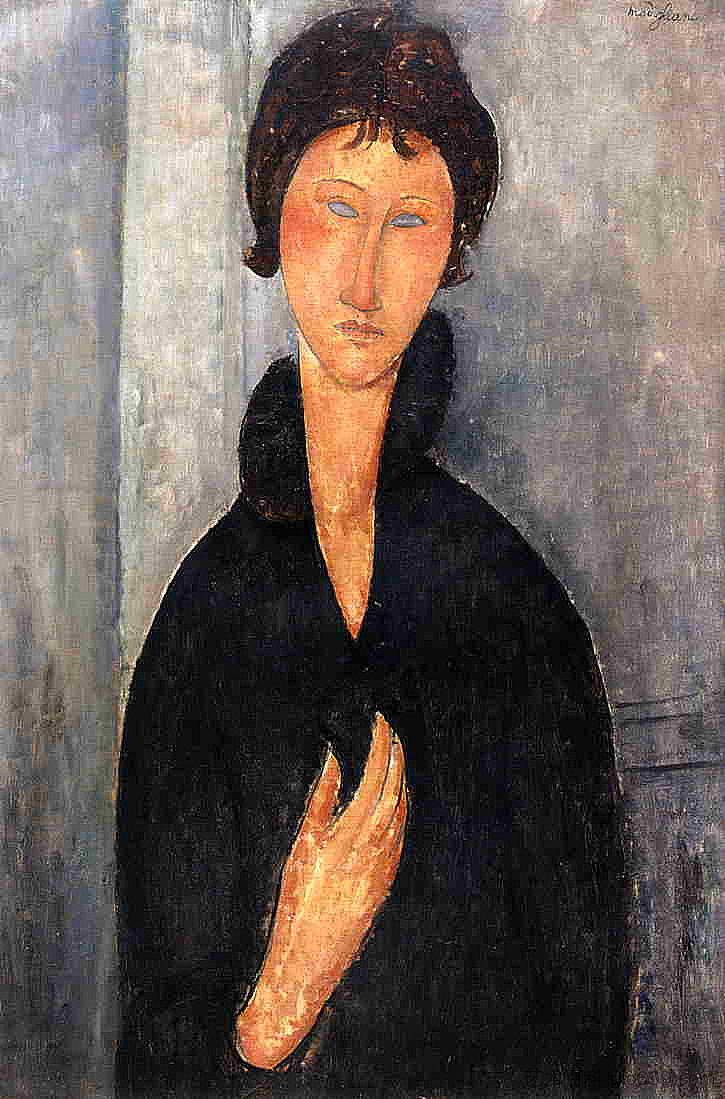 蓝眼睛的女人 Woman with Blue Eyes (1918; Paris,France  )，阿梅代奥·莫迪利亚尼