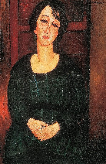 苏格兰连衣裙的女人 Woman with Scottish Dress (1916; Paris,France ),阿梅代奥·莫迪利亚尼