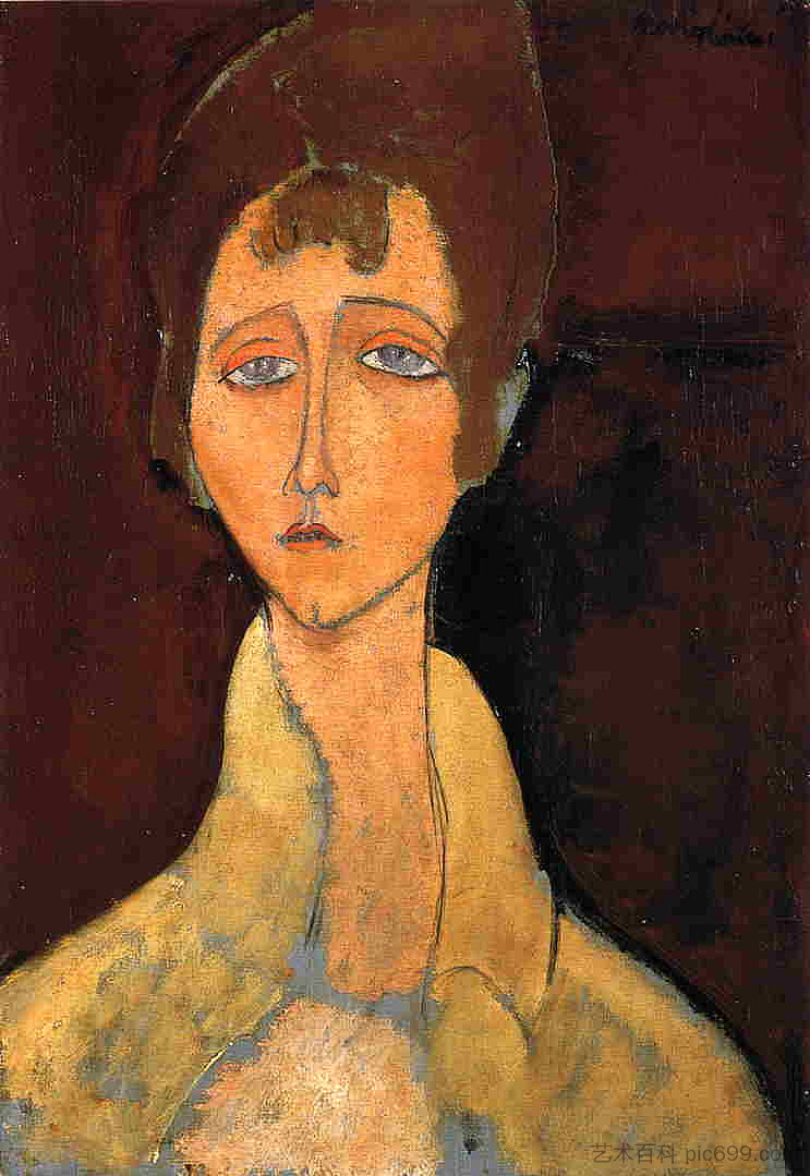 穿白大褂的女人 Woman with White Coat (1917; Paris,France ),阿梅代奥·莫迪利亚尼