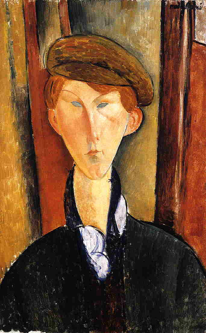 带帽子的年轻人 Young Man with Cap (1919; Paris,France  )，阿梅代奥·莫迪利亚尼