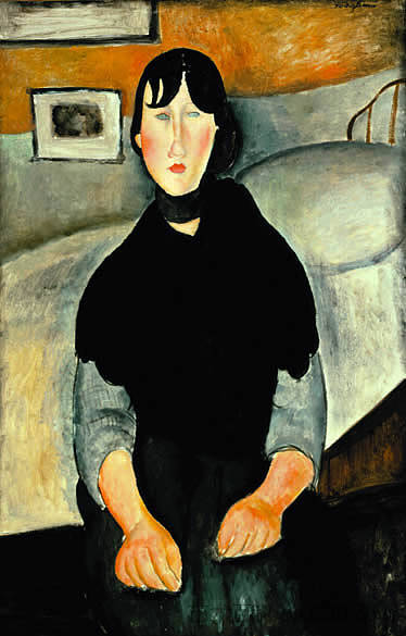 人民的年轻女性 Young Woman of the People (1918; Paris,France ),阿梅代奥·莫迪利亚尼
