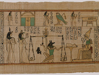 心的重量（阿蒙歌手的死者之书，纳尼） Weighing of the Heart (Book of the Dead for the Singer of Amun, Nany) (c.1050 BC)，古埃及