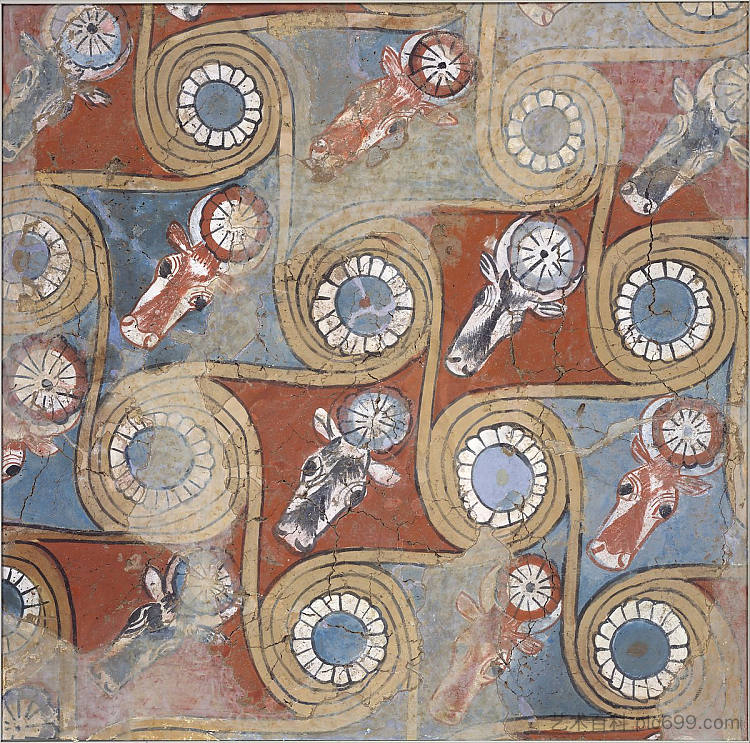 阿蒙霍特普三世宫殿的天花板画 Ceiling Painting from the Palace of Amenhotep III (c.1390 - c.1353 BC)，古埃及