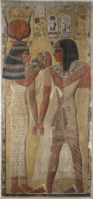 女神哈索尔欢迎塞托斯一世 The goddess Hathor welcomes Sethos I (c.1550 – c.1069 BC)，古埃及