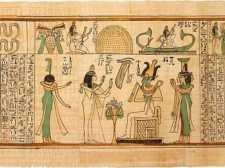 Nany Before Osiris， Isis and Nephthys （The Singer of the Elder of the Elder， Nany） Nany Before Osiris, Isis and Nephthys (Book of the Dead for the Singer of Amun, Nany) (c.1050 BC)，古埃及