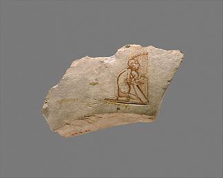 奥斯特拉孔与竖琴手的素描 Ostracon with Sketch of a Harpist (c.664 – c.610 BC)，古埃及