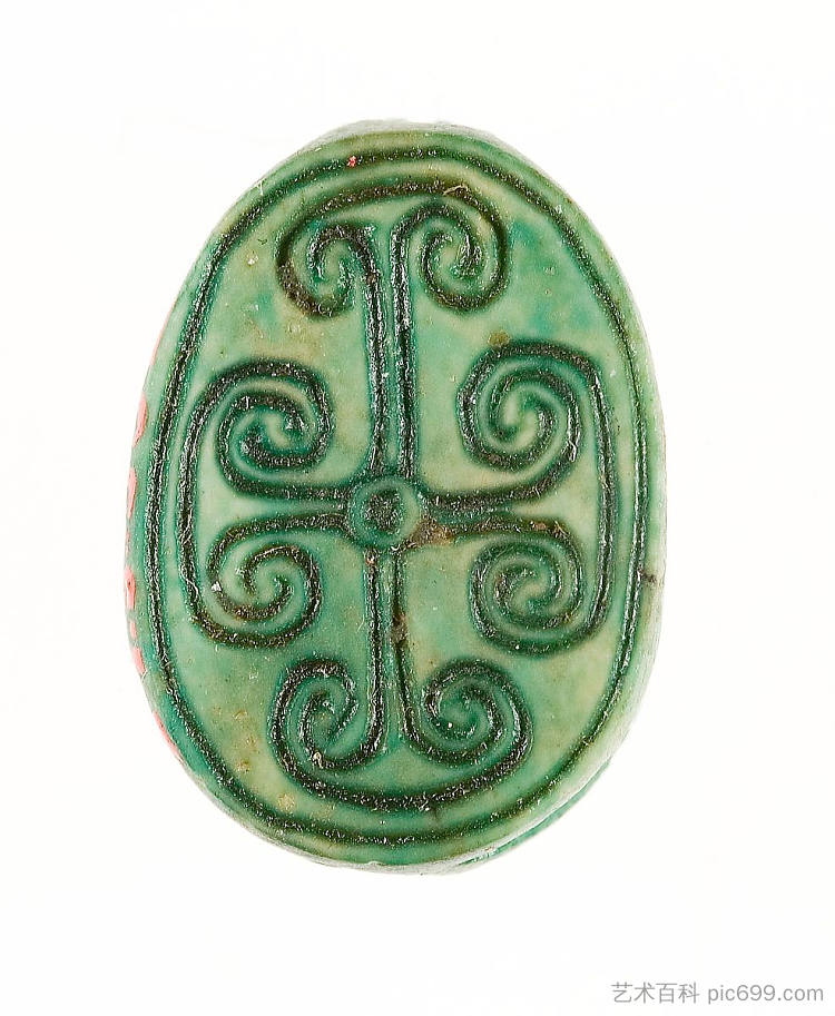 刻有几何图案的圣甲虫 Scarab Inscribed with a Geometric Pattern (c.1479 - c.1458 BC)，古埃及