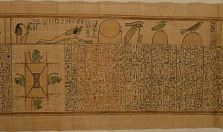 咒语126，火湖周围的4只狒狒（阿蒙歌手的死者之书，南尼） Spell 126, 4 Baboons Around Lake of Fire (Book of the Dead for the Singer of Amun, Nany) (c.1050 BC)，古埃及