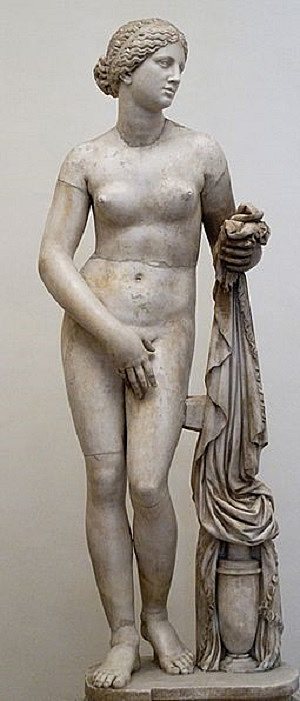 克尼多斯的阿佛洛狄忒（普拉克西特勒斯） Aphrodite of Knidos (Praxiteles) (c.350 BC)，古希腊绘画和雕塑