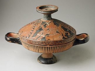 莱卡尼斯与盖子上的色狼 Lekanis with Satyrs on the Lid (c.350 BC)，古希腊陶器