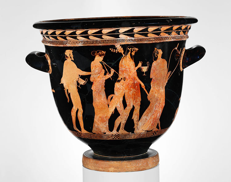 兵马俑钟形石坑（用于混合葡萄酒和水的碗） Terracotta Bell Krater (bowl for Mixing Wine and Water) (c.450 BC)，古希腊陶器