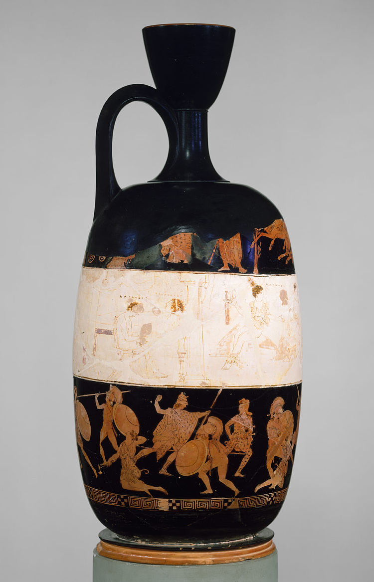兵马俑（油瓶） Terracotta Lekythos (oil Flask) (c.420 BC)，古希腊陶器