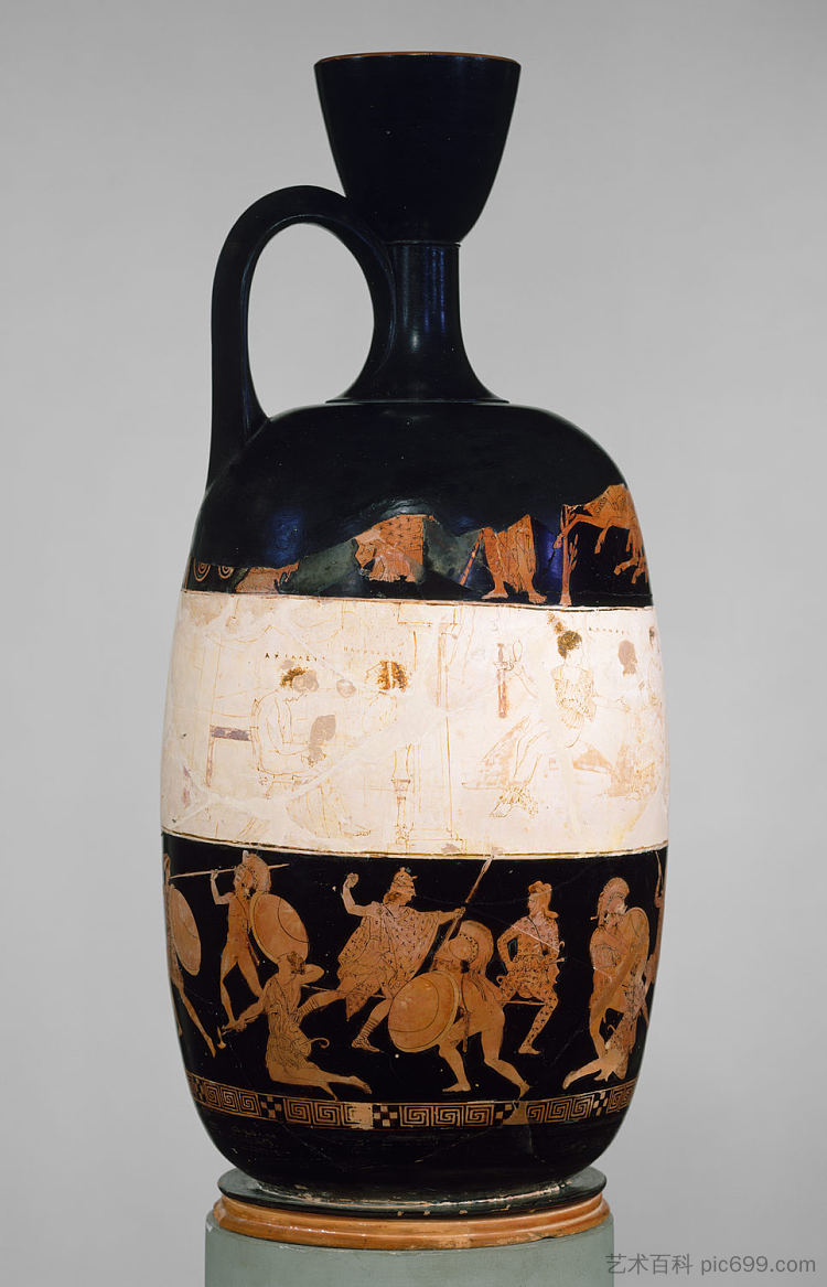 兵马俑（油瓶） Terracotta Lekythos (oil Flask) (c.420 BC)，古希腊陶器