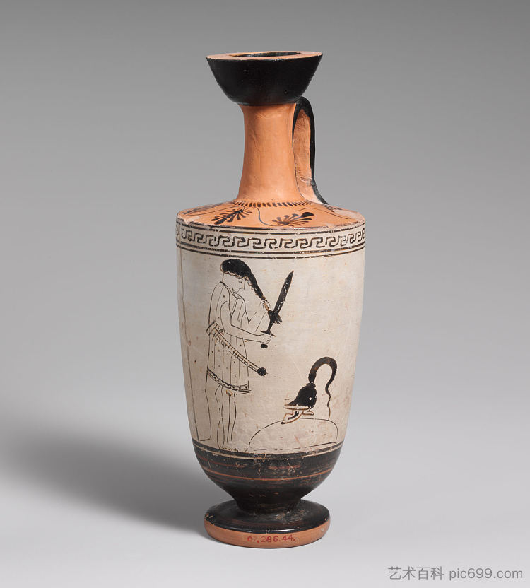 兵马俑（油瓶） Terracotta Lekythos (oil Flask) (c.460 BC)，古希腊陶器