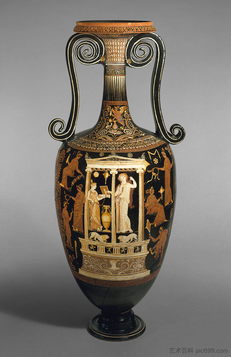 兵马俑（水的礼仪花瓶） Terracotta Loutrophoros (ceremonial Vase for Water) (c.350 BC)，古希腊陶器