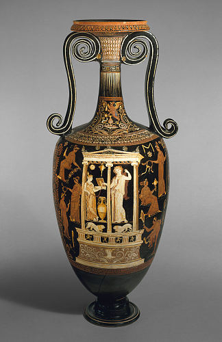 兵马俑（水的礼仪花瓶） Terracotta Loutrophoros (ceremonial Vase for Water) (c.350 BC)，古希腊陶器