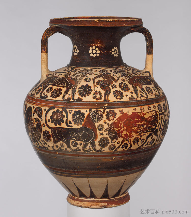 兵马俑颈双耳瓶（储物罐） Terracotta Neck Amphora (storage Jar) (c.590 BC)，古希腊陶器