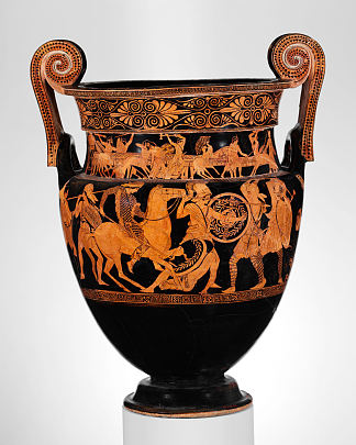 兵马俑蜗壳刀（用于混合葡萄酒和水的碗） Terracotta Volute Krater (bowl for Mixing Wine and Water) (c.450 BC)，古希腊陶器