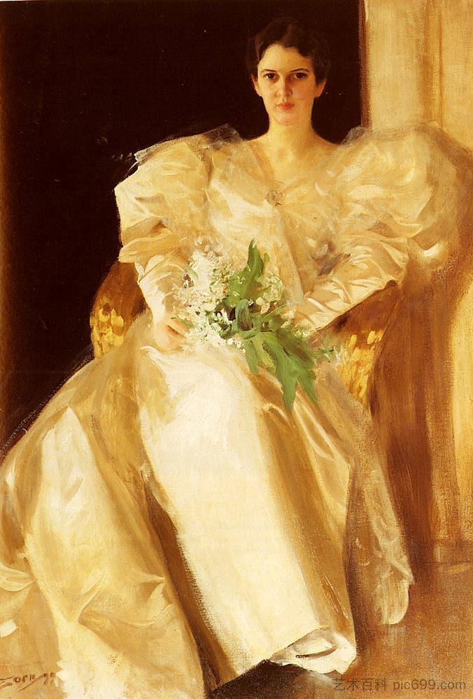 埃本·理查兹夫人的肖像 Portrait Of Mrs Eben Richards (1899)，安德斯·左恩