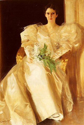 埃本·理查兹夫人的肖像 Portrait Of Mrs Eben Richards (1899)，安德斯·左恩