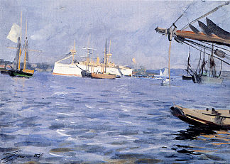 斯德哥尔摩港的巴尔的摩战列舰 The Battleship baltimore In Stockholm Harbor (1890)，安德斯·左恩