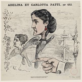 阿德丽娜和卡洛塔·帕蒂的漫画 Caricature of Adelina and Carlotta Patti (1866)，安德烈·吉尔