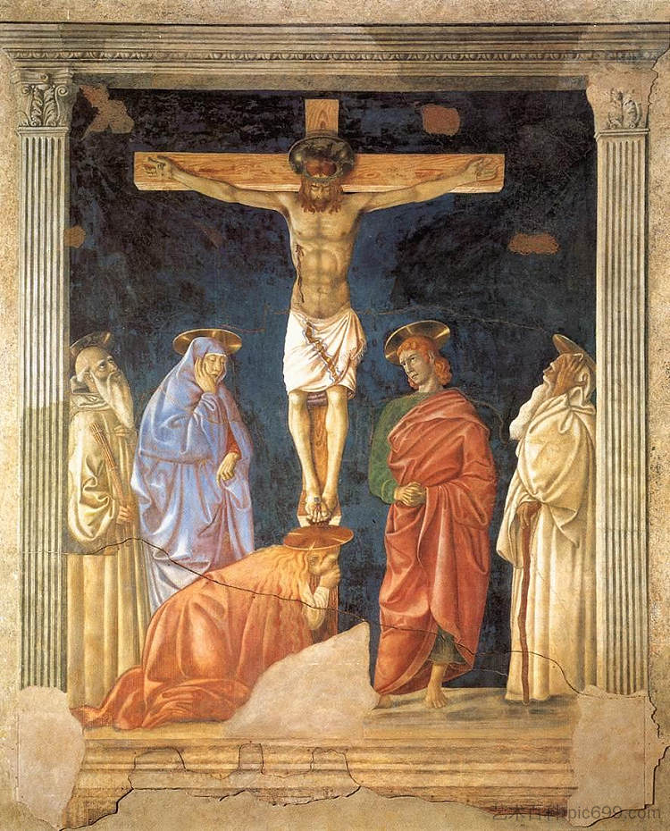 钉十字架和圣徒 Crucifixion and Saints (c.1441; Italy  )，安德烈·德·卡斯塔格诺