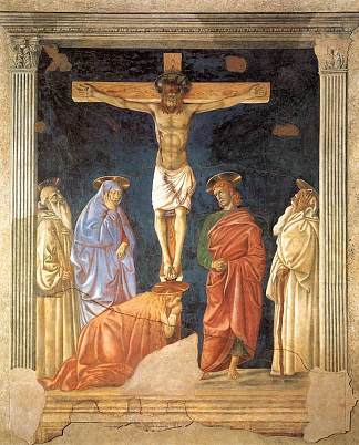 钉十字架和圣徒 Crucifixion and Saints (c.1441; Italy                     )，安德烈·德·卡斯塔格诺