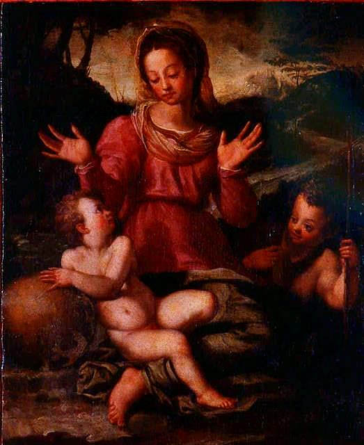 麦当娜和孩子与施洗者圣约翰 Madonna and Child with St. John the Baptist，安德烈·德尔·萨托