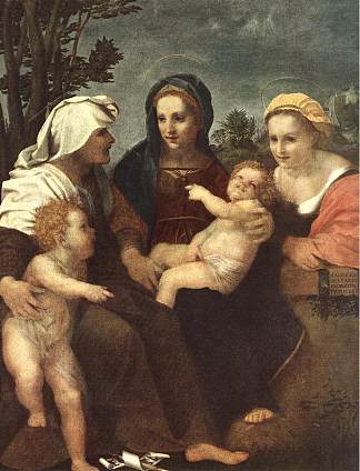 麦当娜和孩子与圣凯瑟琳、伊丽莎白和施洗约翰 Madonna and Child with Sts Catherine, Elisabeth and John the Baptist (1519)，安德烈·德尔·萨托
